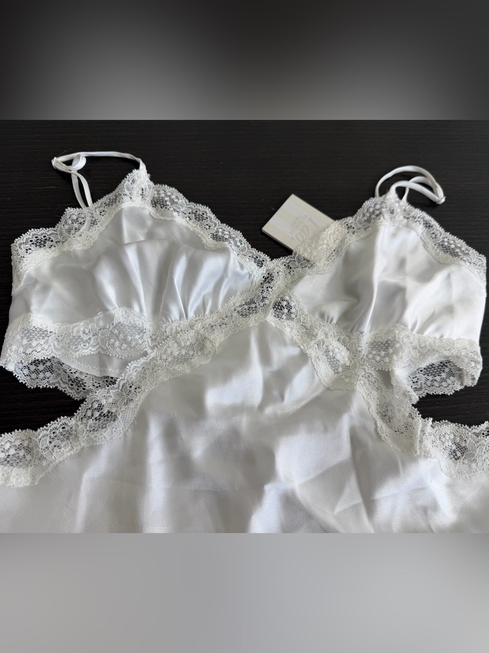 NWT Victoria's Secret Sexy White Lace-Trim Satin Camisole Slip Bridal